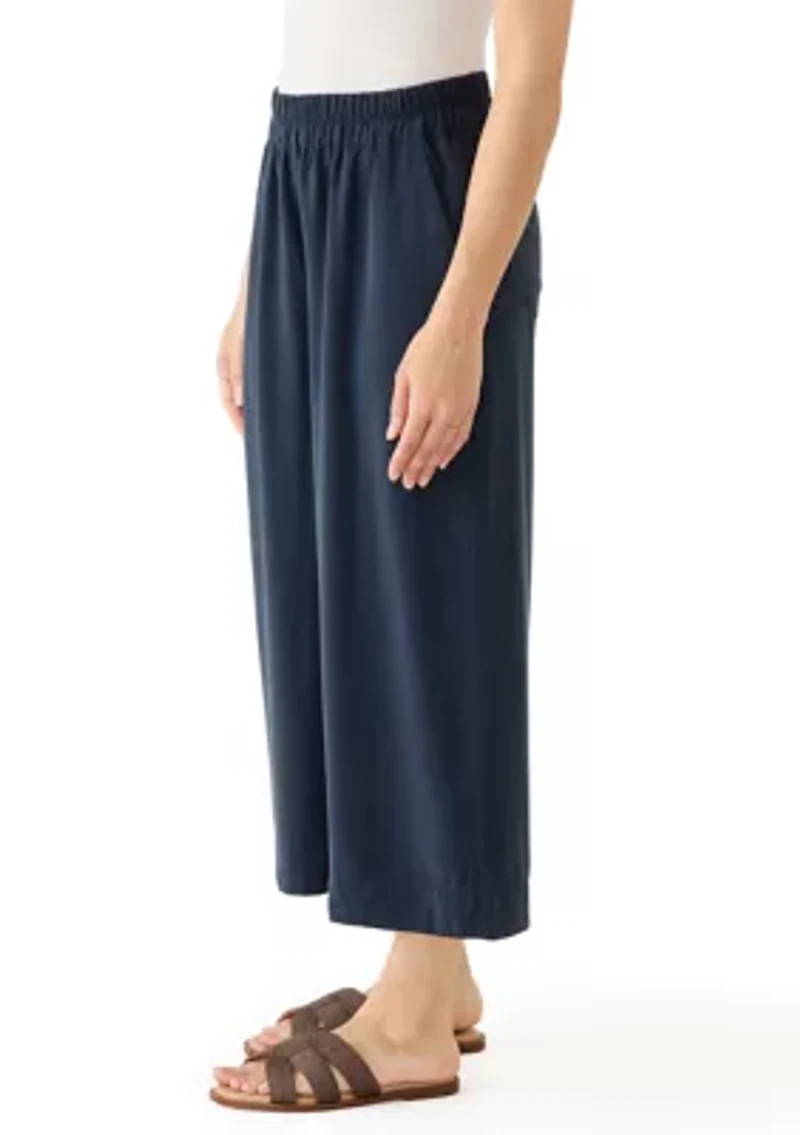 Petite Tencel Denim Wide Cropped Leg Pants