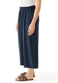 Petite Tencel Denim Wide Cropped Leg Pants
