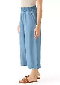 Petite Tencel Denim Wide Cropped Leg Pants