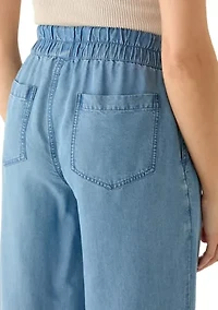 Petite Tencel Denim Wide Cropped Leg Pants