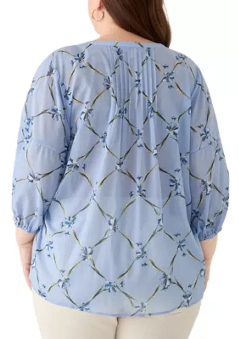 Plus Pintuck Peasant Woven Shirt