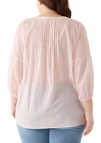 Plus Pintuck Peasant Woven Shirt