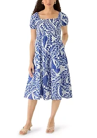 Petite Puff Sleeve Smocked Tiered Dress