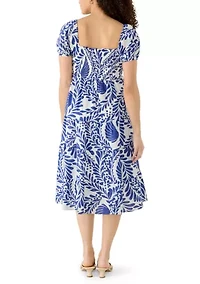 Petite Puff Sleeve Smocked Tiered Dress