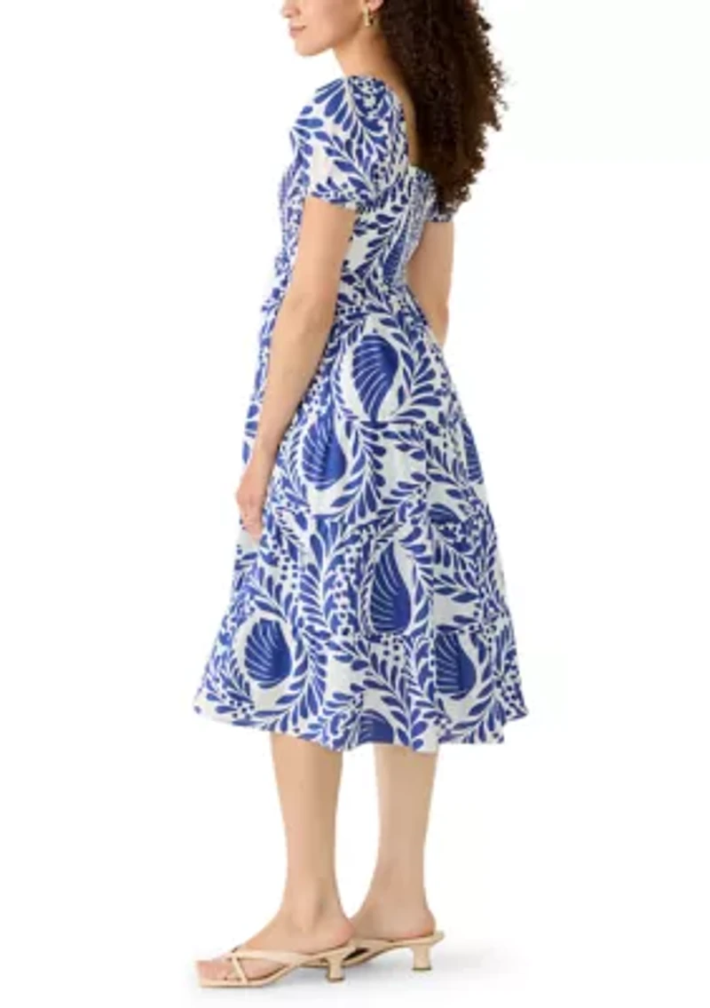 Petite Puff Sleeve Smocked Tiered Dress