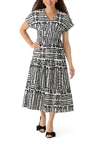 Petite Short Sleeve V-Neck Tiered Dress
