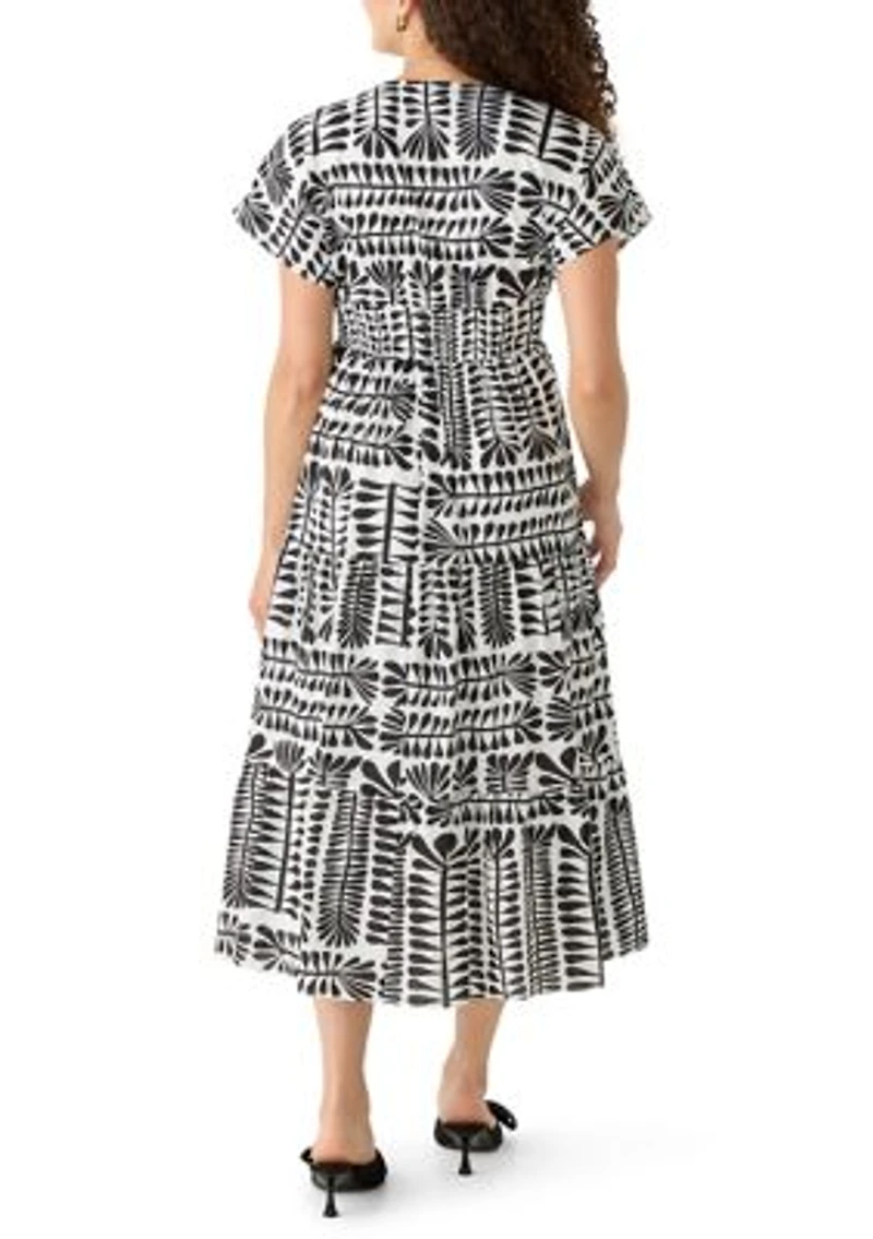 Petite Short Sleeve V-Neck Tiered Dress