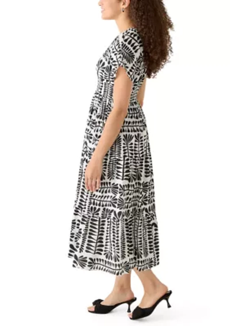 Petite Short Sleeve V-Neck Tiered Dress