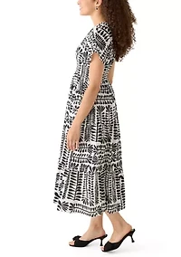 Petite Short Sleeve V-Neck Tiered Dress