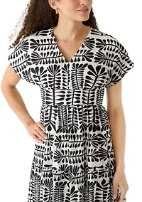 Petite Short Sleeve V-Neck Tiered Dress