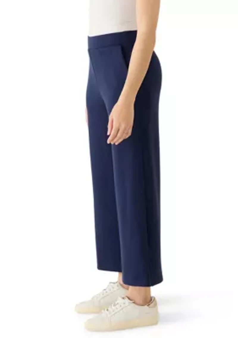 Petite Wide Leg Scuba Pants