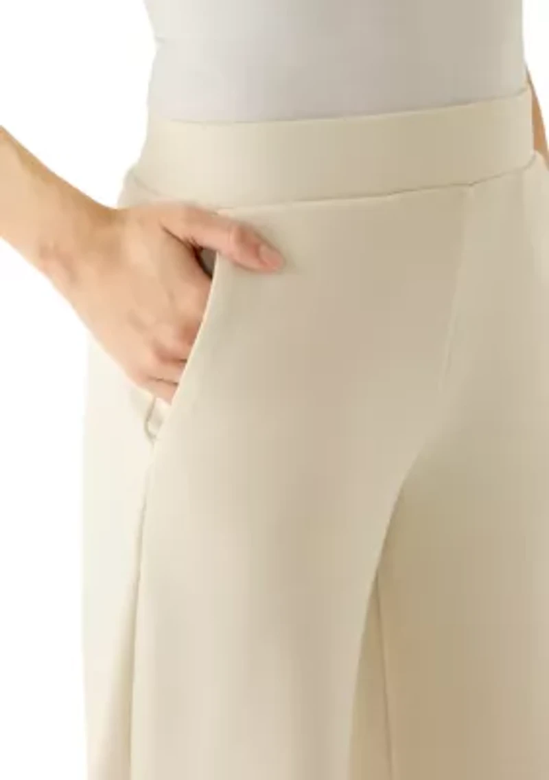 Petite Wide Leg Scuba Pants