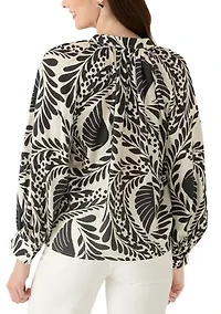 Women's Split Neck Long Sleeve Oversized Blouse
