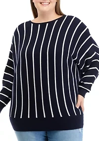 Plus Long Sleeve Boat Neck Dolman Sweater