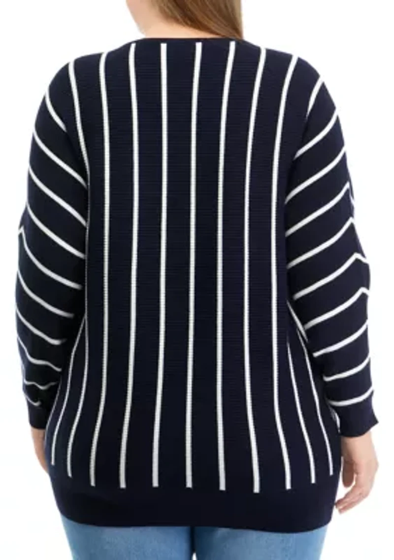 Plus Long Sleeve Boat Neck Dolman Sweater