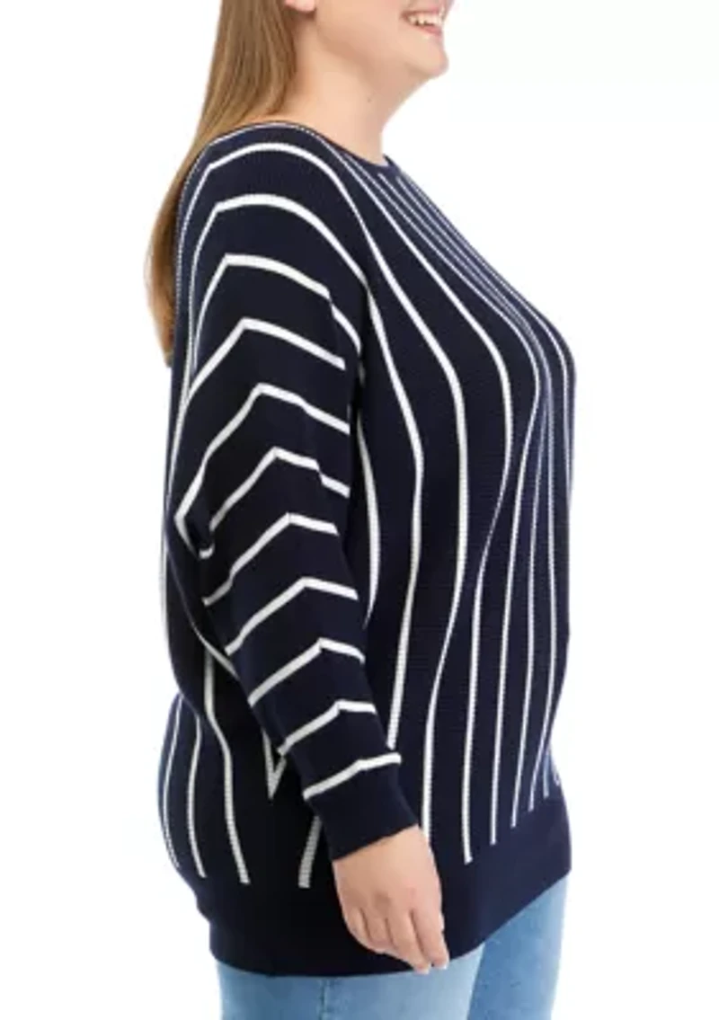 Plus Long Sleeve Boat Neck Dolman Sweater
