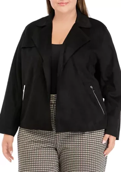 Plus Faux Suede Moto Jacket