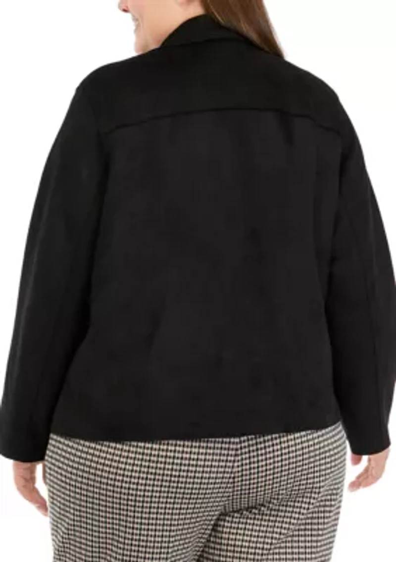 Plus Faux Suede Moto Jacket