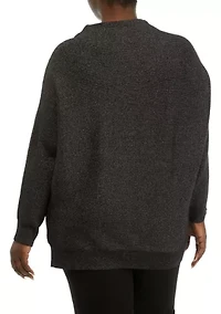 Plus Long Sleeve Funnel Neck Lurex Dolman Sweater