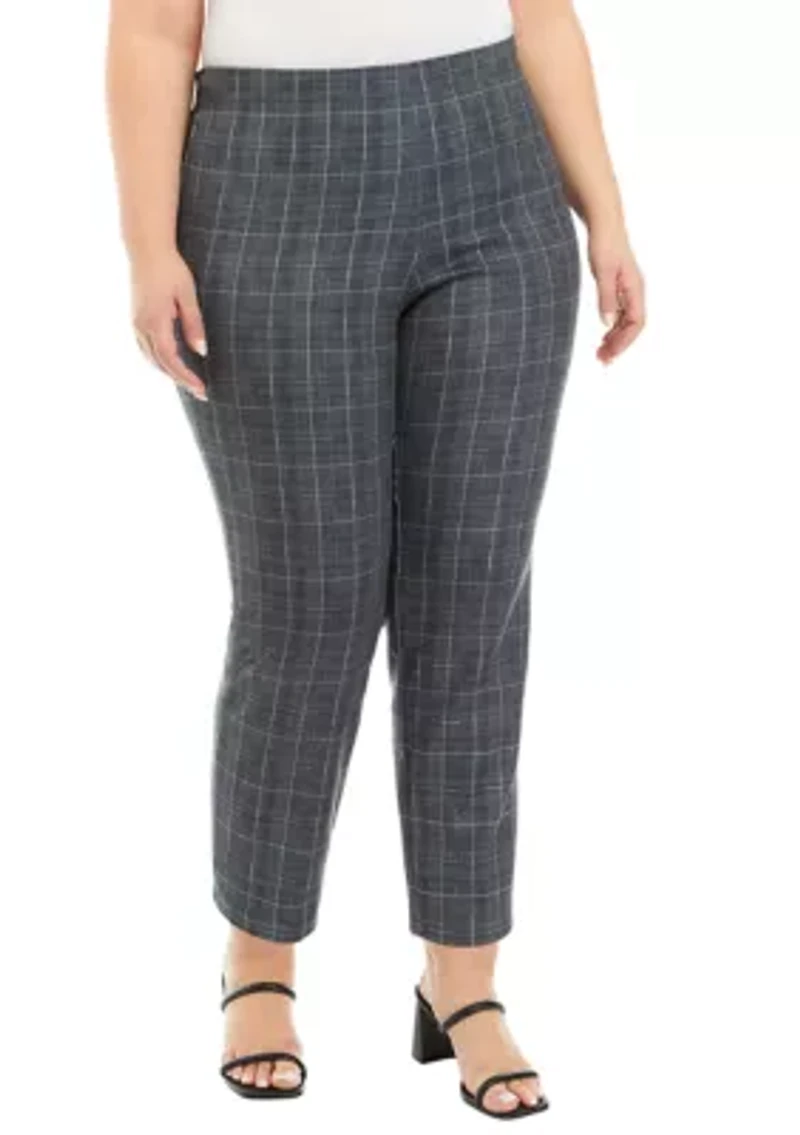 Plus Pull On Faux Suede Printed Pants
