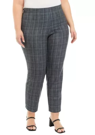 Plus Pull On Faux Suede Printed Pants