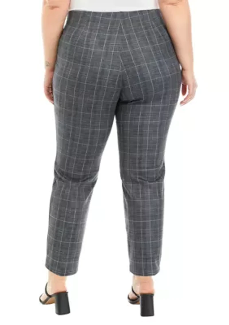 Plus Pull On Faux Suede Printed Pants