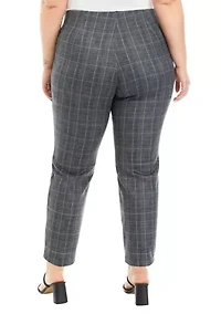 Plus Pull On Faux Suede Printed Pants