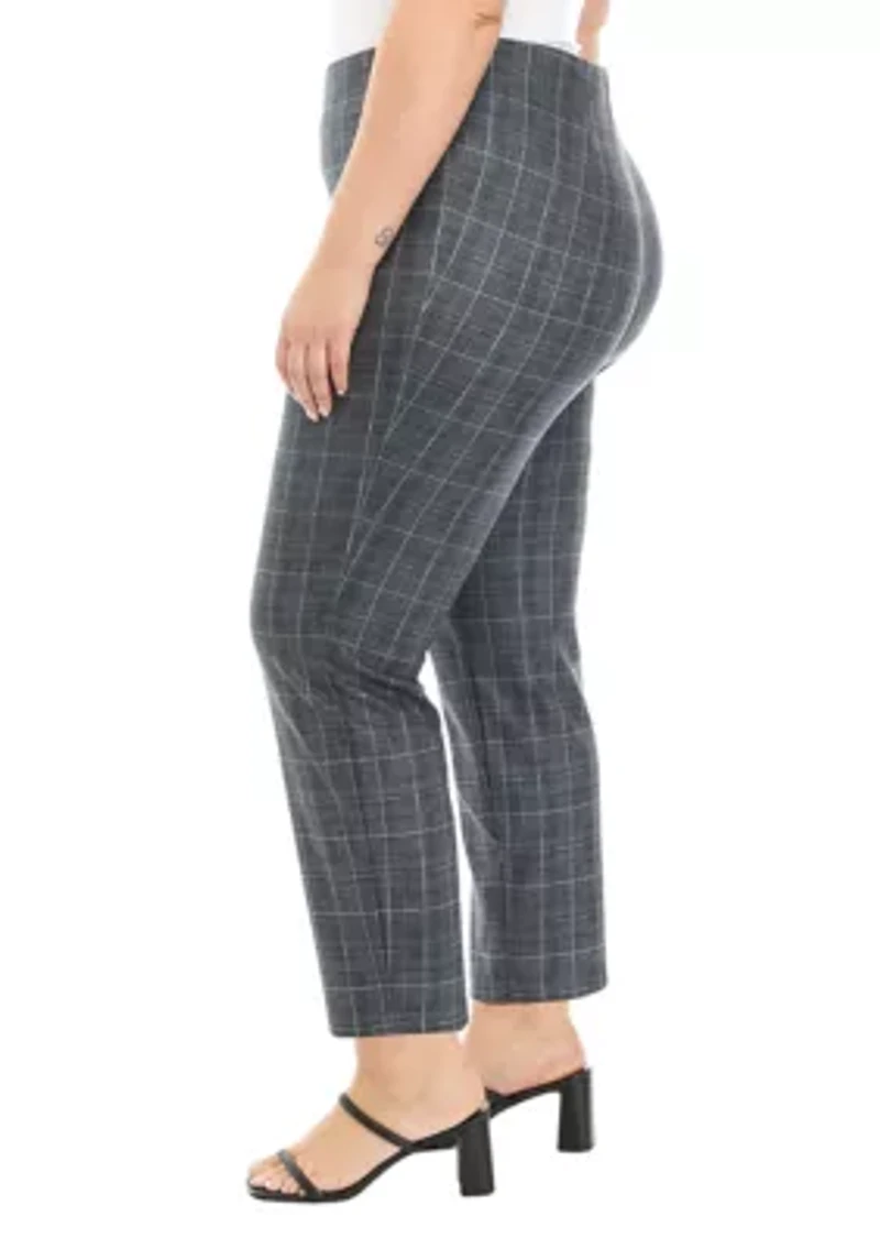 Plus Pull On Faux Suede Printed Pants