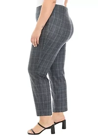 Plus Pull On Faux Suede Printed Pants