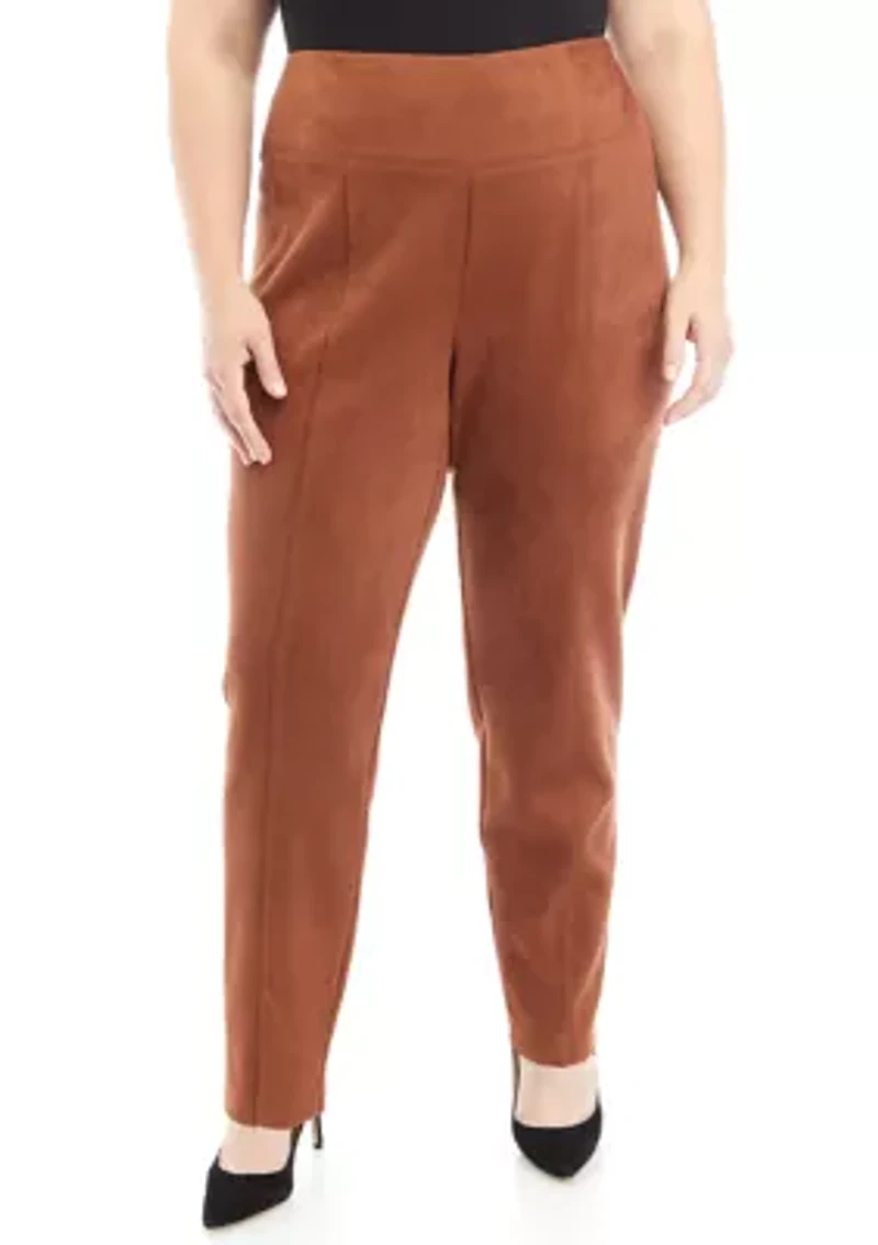 Plus Pull On Faux Suede Leggings