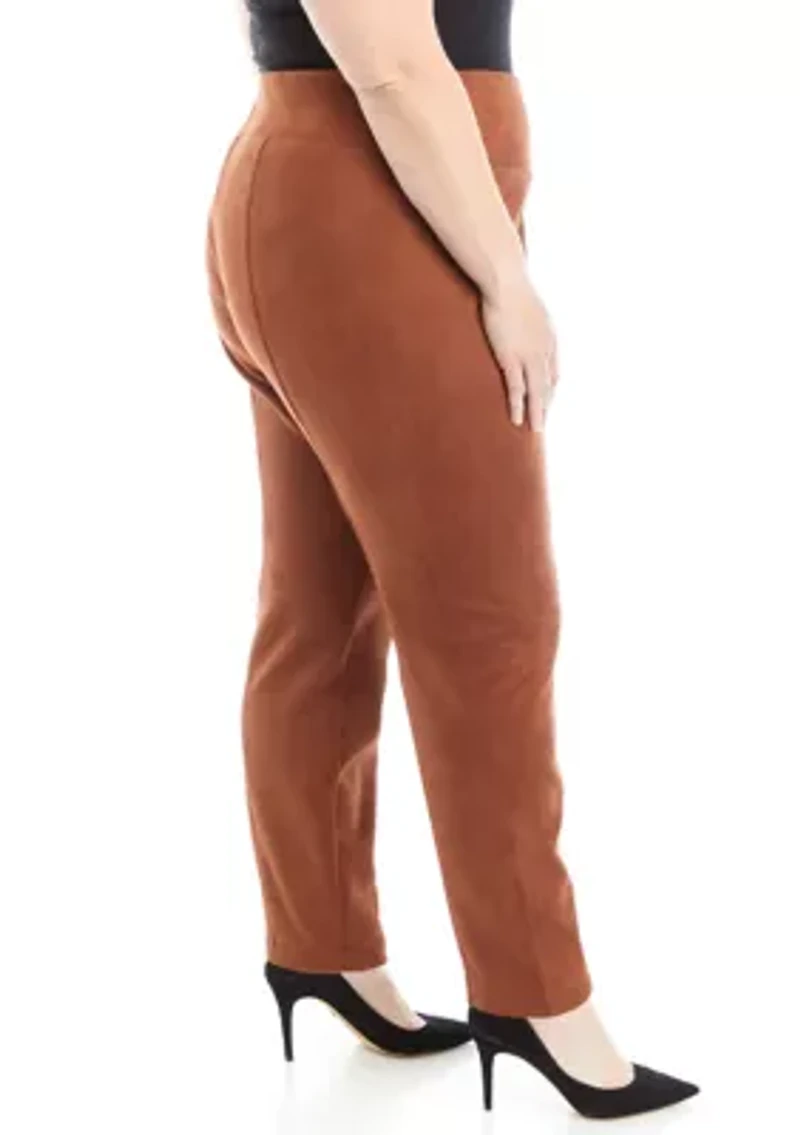 Plus Pull On Faux Suede Leggings
