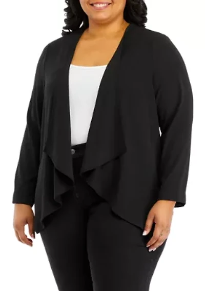 Plus Long Sleeve Drape Front Jacket