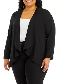 Plus Long Sleeve Drape Front Jacket