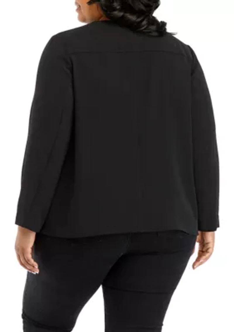 Plus Long Sleeve Drape Front Jacket