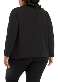 Plus Long Sleeve Drape Front Jacket