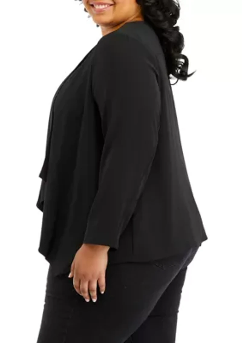 Plus Long Sleeve Drape Front Jacket