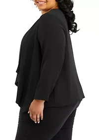 Plus Long Sleeve Drape Front Jacket