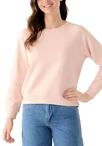 Women's Long Sleeve Quilted Crew Neck Sweatshirt