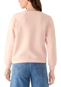 Women's Long Sleeve Quilted Crew Neck Sweatshirt
