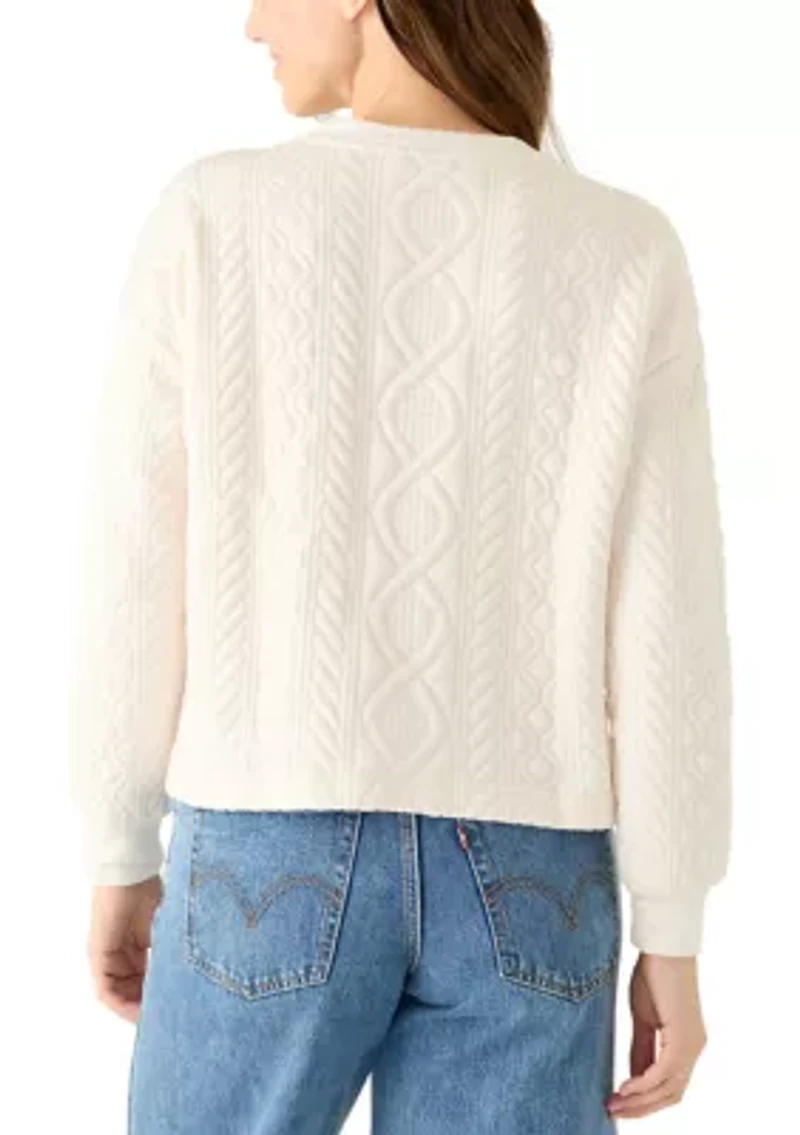 Women's Long Sleeve Quilted Crew Neck Sweatshirt