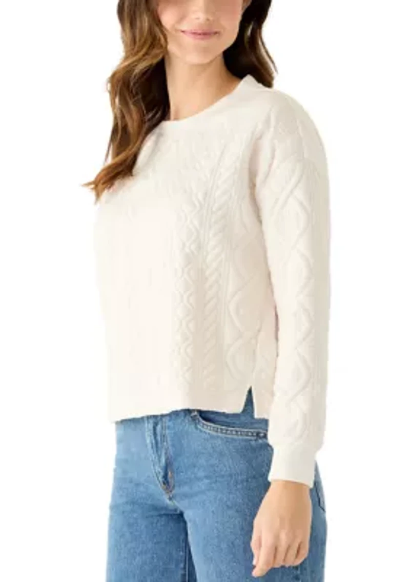 Women's Long Sleeve Quilted Crew Neck Sweatshirt