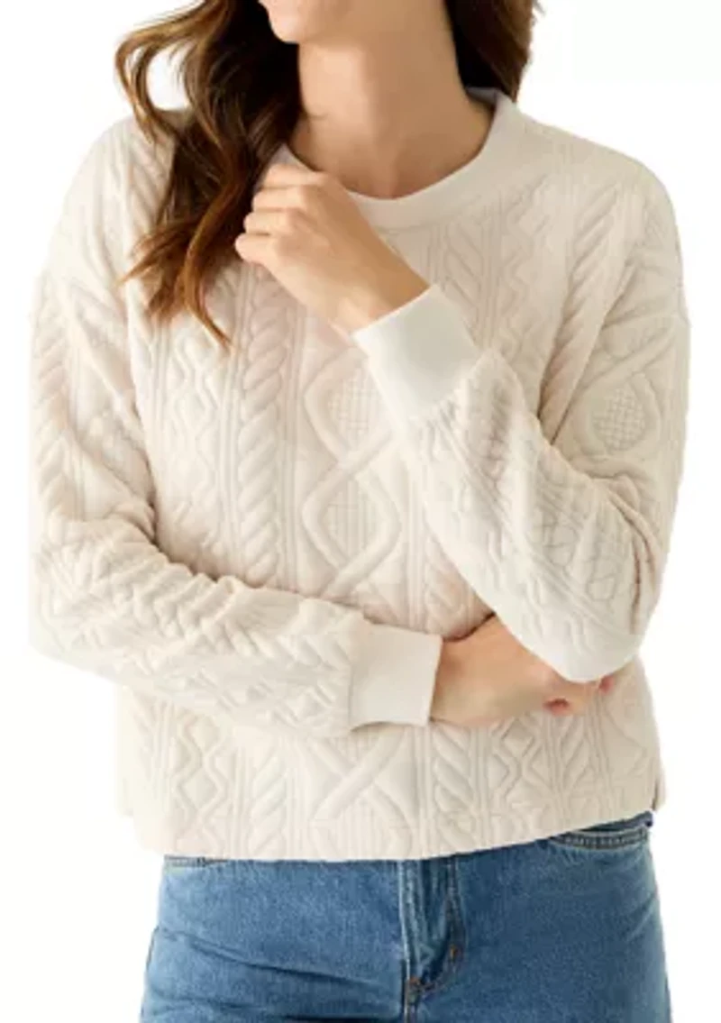 Women's Long Sleeve Quilted Crew Neck Sweatshirt