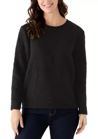 Women's Quilted Crew Neck Sweatshirt