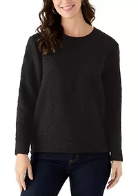 Women's Quilted Crew Neck Sweatshirt