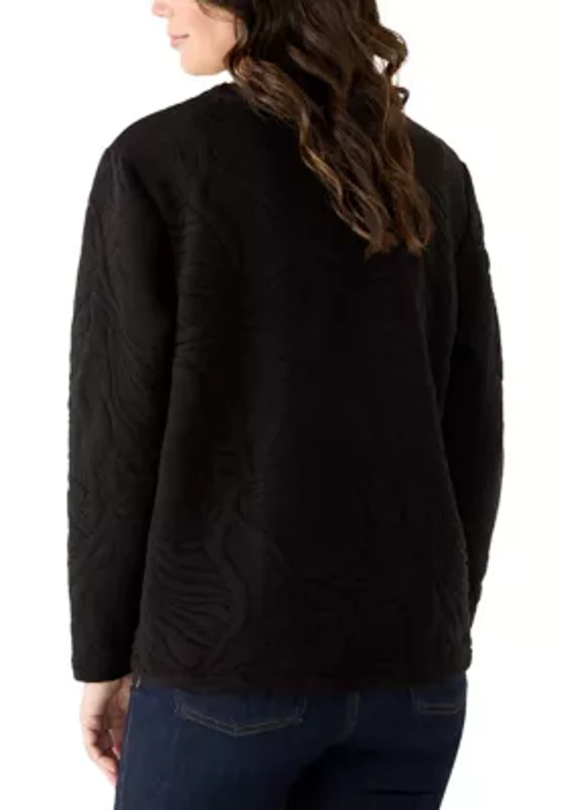 Women's Quilted Crew Neck Sweatshirt