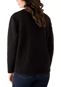 Women's Quilted Crew Neck Sweatshirt
