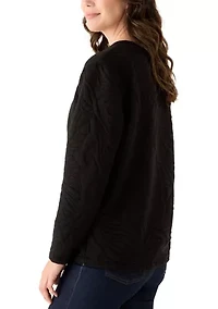 Women's Quilted Crew Neck Sweatshirt