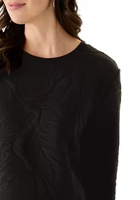 Women's Quilted Crew Neck Sweatshirt