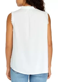 Petite Sleeveless Split Neck Top