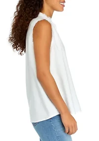 Petite Sleeveless Split Neck Top